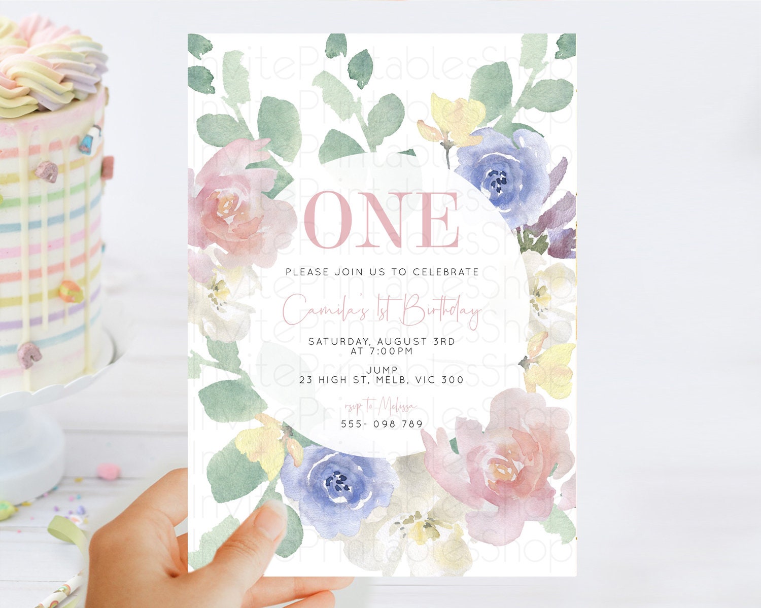 Editable Secret Garden Invitation Wildflower Birthday Invitation Pastel Flow