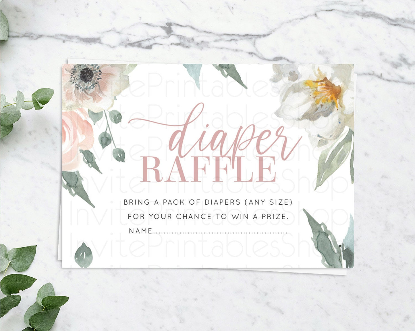 Editable Secret Garden Diaper Raffle Card Boho Wildflower Diaper Raffle Inse