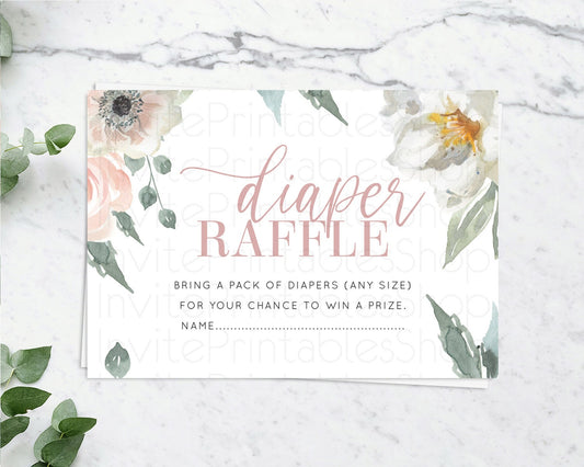 Editable Secret Garden Diaper Raffle Card Boho Wildflower Diaper Raffle Inse