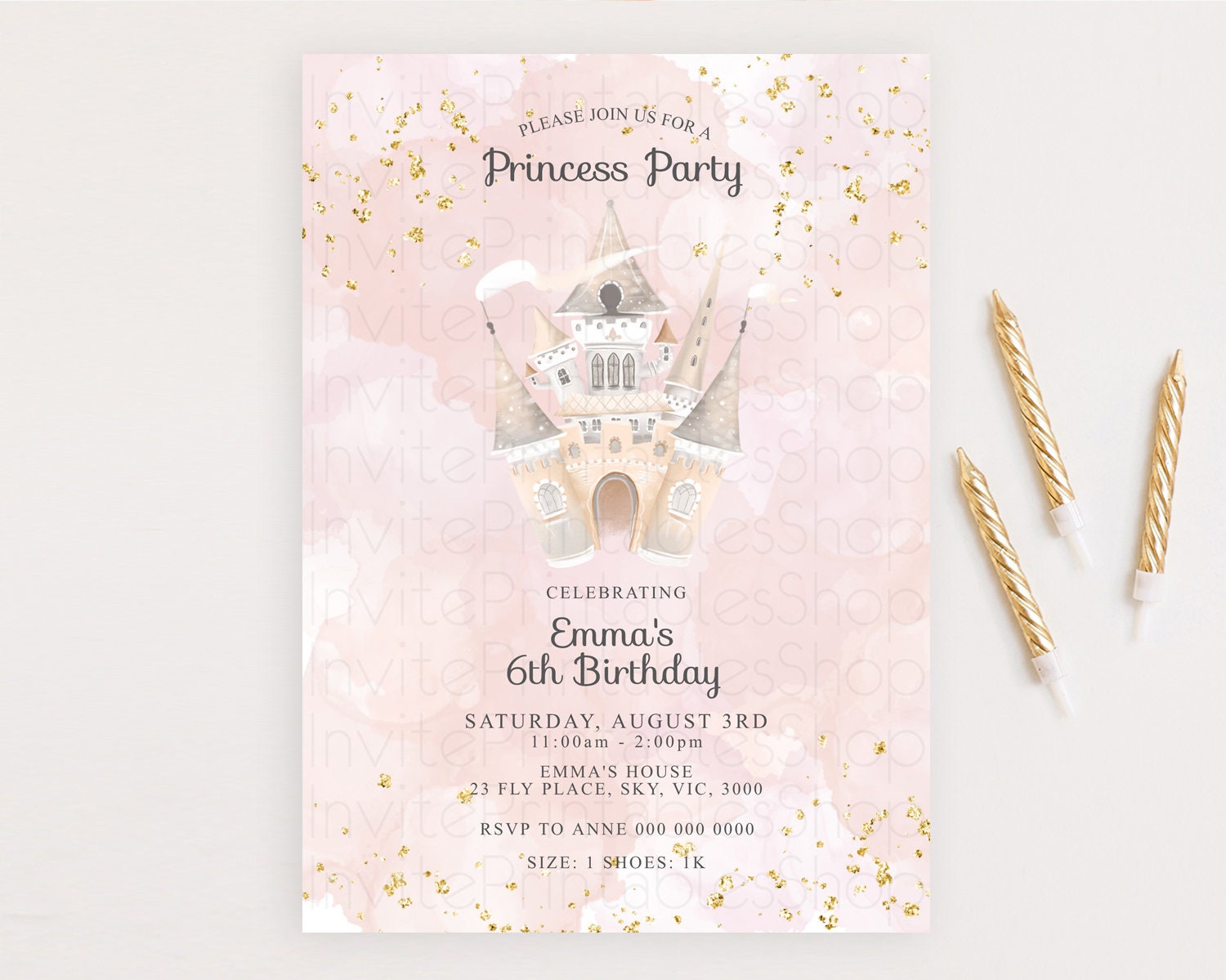 Editable Princess Birthday Invitation Princess Invitation Pastel Invitation