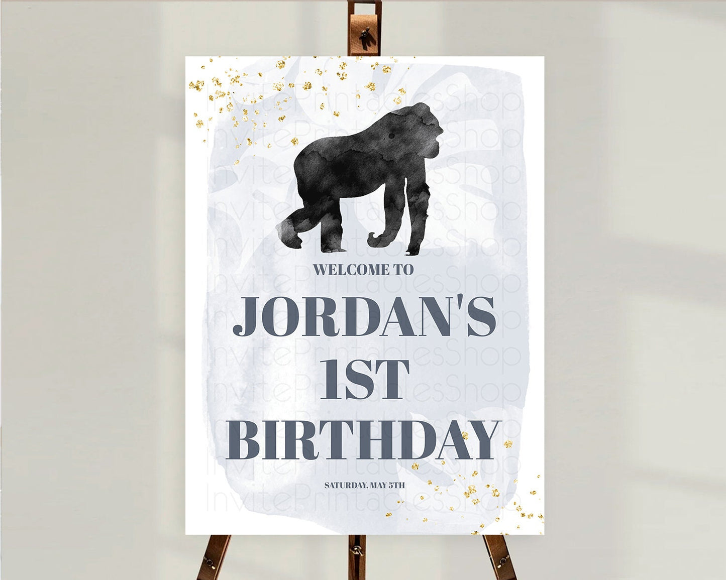 Gorilla Welcome Sign Gorilla Welcome Board Gorilla Party Welcome Poster Safari Adventure Decor Gorilla First Birthday Welcome Sign D10443