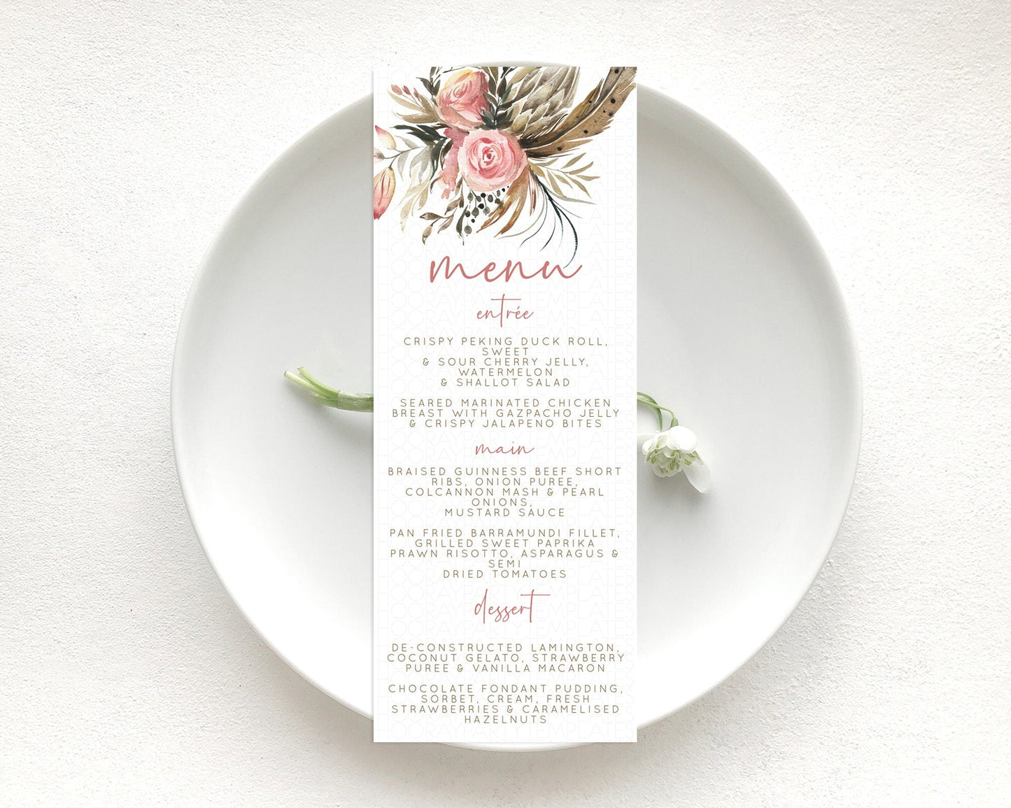 Secret Garden Menu Wildflower Menu Template Pastel Flower Garden Table Decor Boho Floral Dinner Dessert Floral Party Food Menu D10686