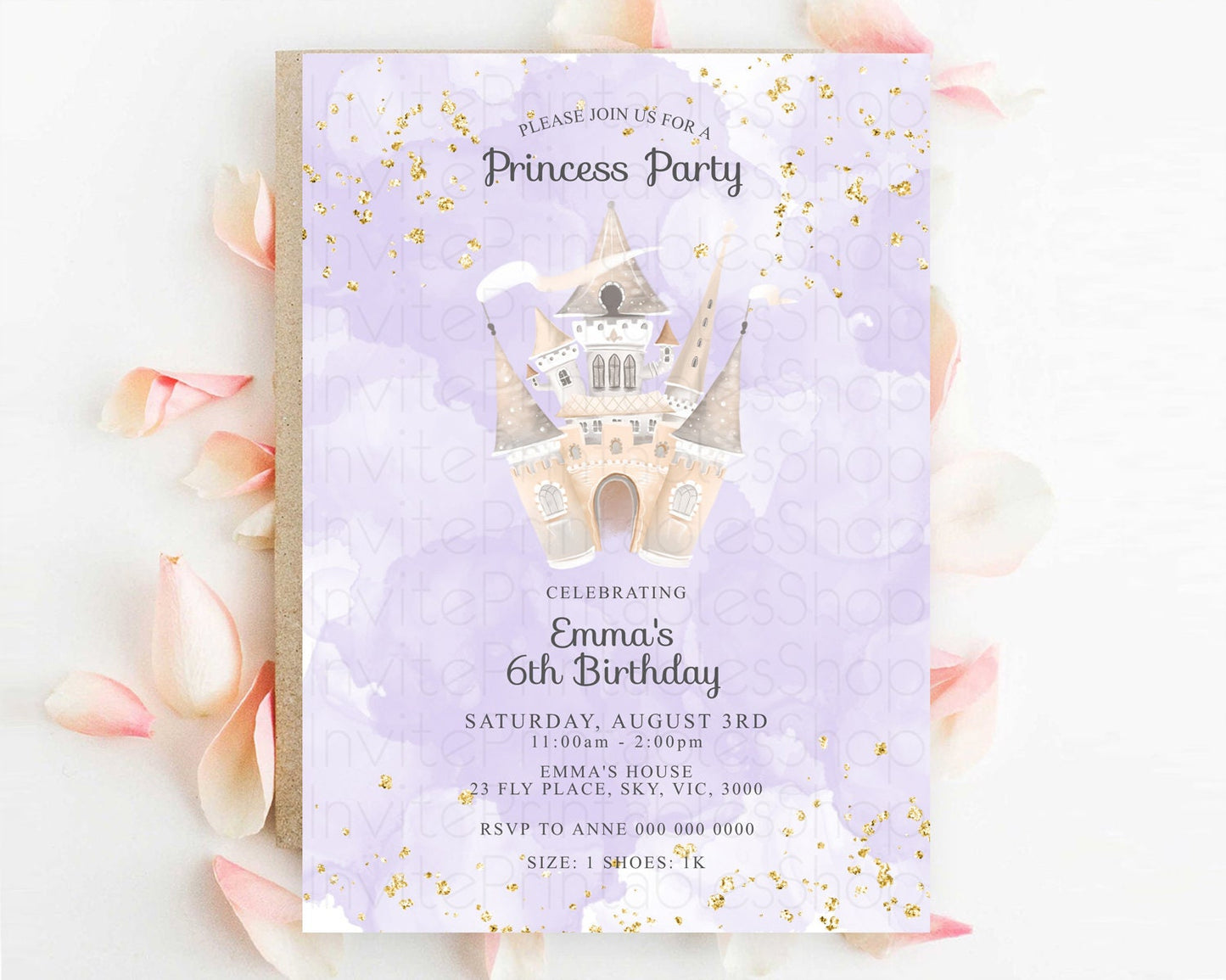 Princess Birthday Invitation Princess Invitation Pastel Invitation Royal Birthday Rainbow Color Enchanted Castle 1st First Birthday D10662