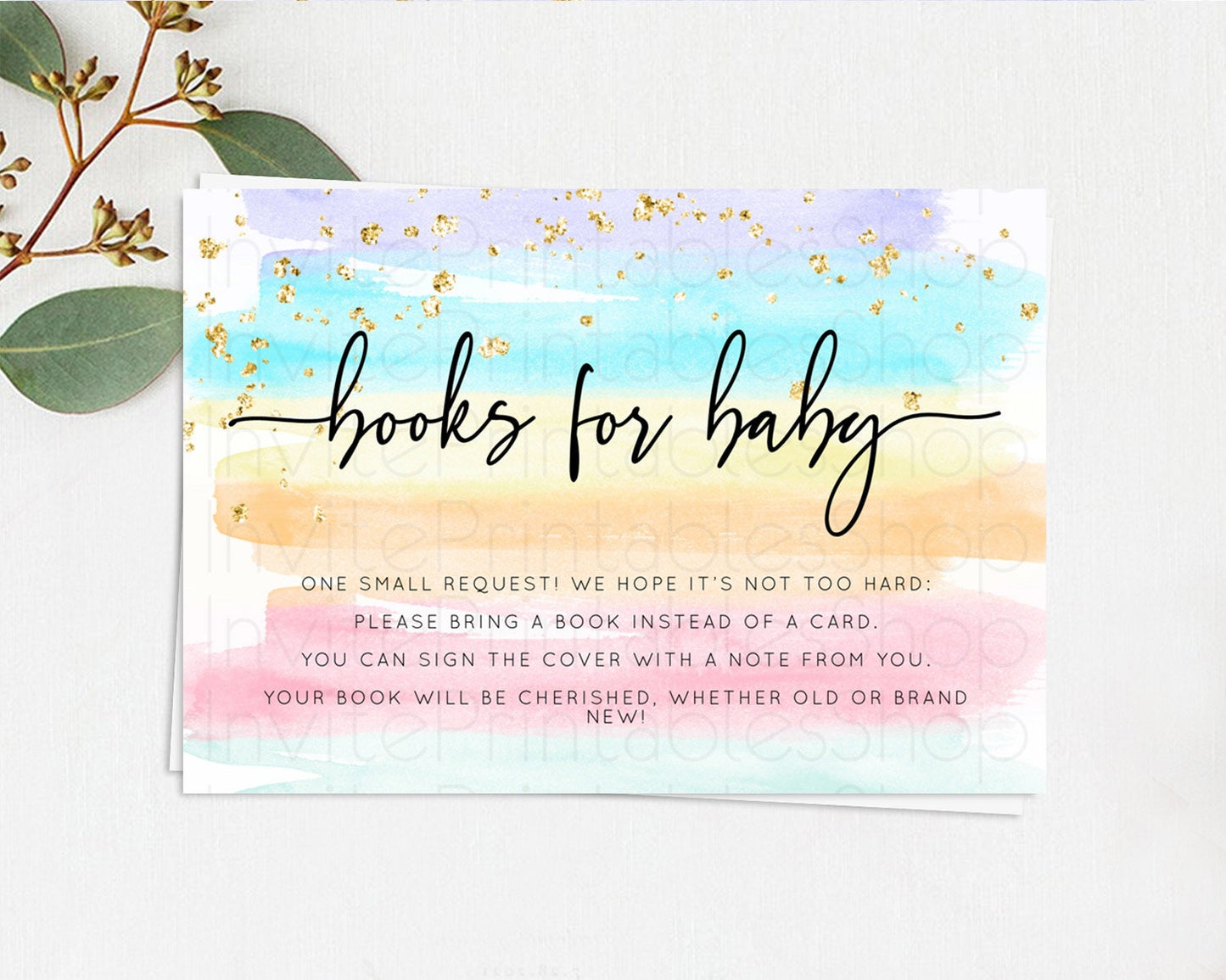 Editable Pastel Books For Baby Card Pastel Rainbow Book Insert Colorful Ombr