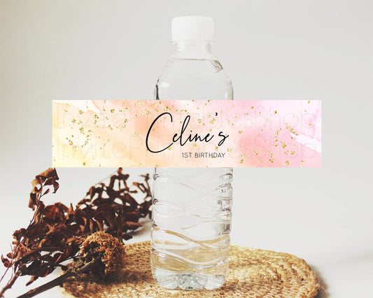 Editable Pink Watercolor Water Label Template Ombre Pink Watercolor Splash P