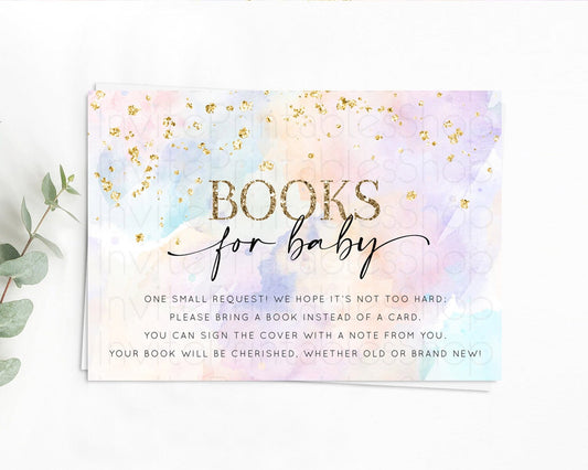 Editable Pastel Books For Baby Card Pastel Rainbow Book Insert Colorful Ombr