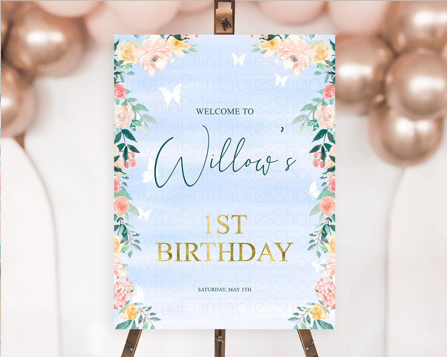 Secret Garden Welcome Sign Wildflower Welcome Board Pastel Flower Garden Welcome Poster Boho Wildflower First Birthday Welcome Sign D10337