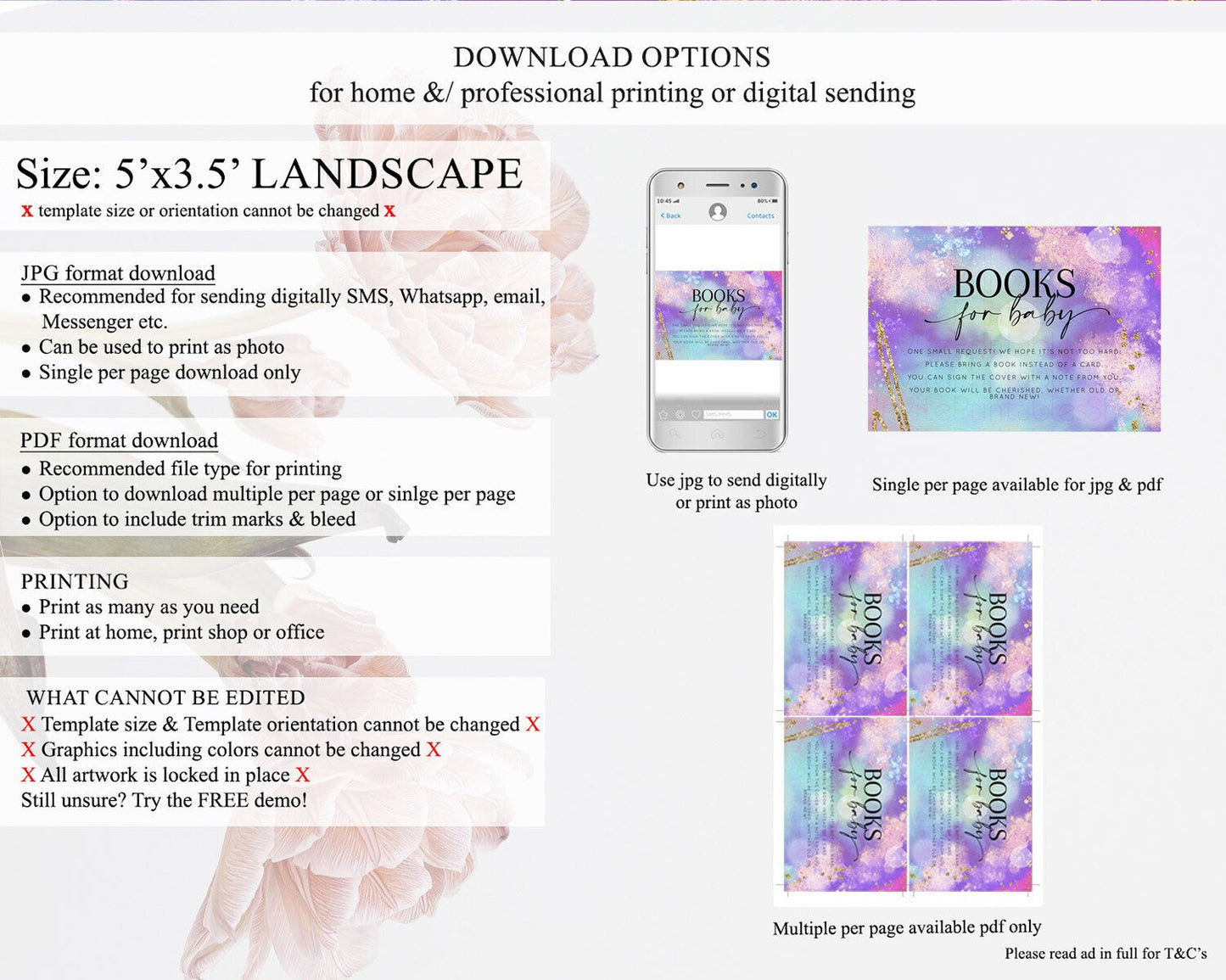 Rainbow Books For Baby Card Pastel Book Insert Colorful Pastel Watercolor Ombre Book Card Iridescent Sprinkles Book Poem Request D10680