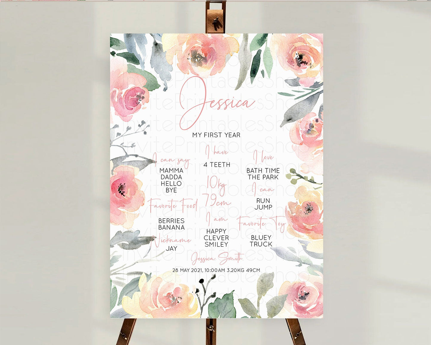 Secret Garden Milestone Board Wildflower First Birthday Milestone Poster Pastel Flowers Milestone Boho Wildflower 1st Birthday Sign D10778