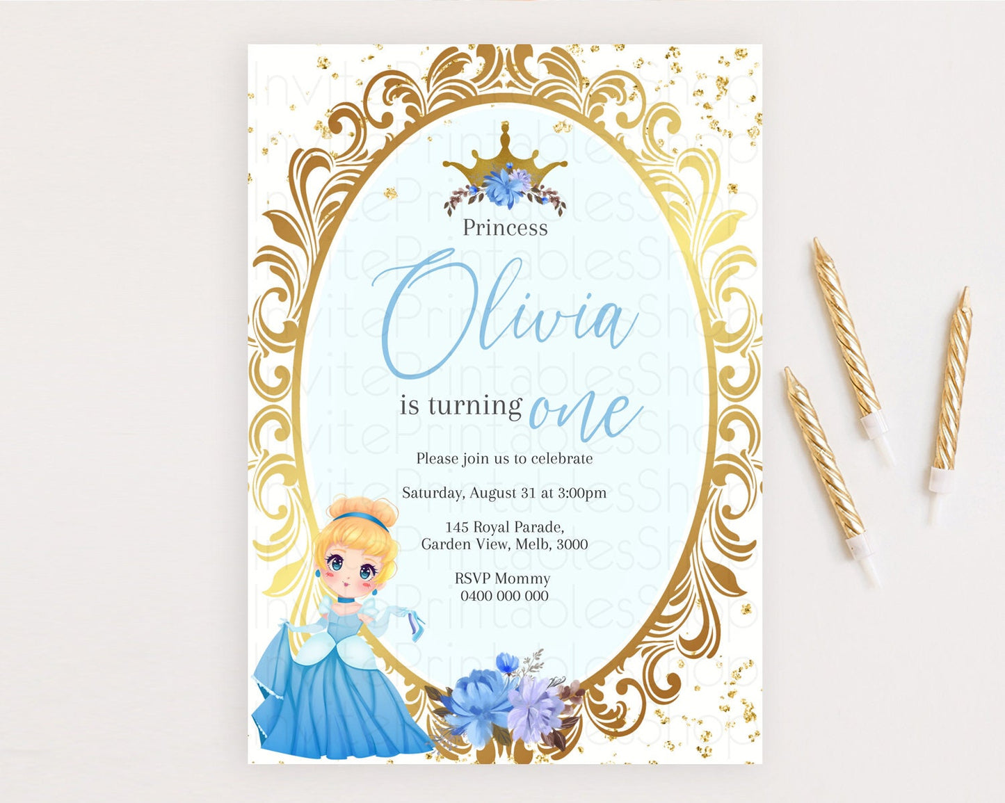 Princess Birthday Invitation Castle Invitation Royal Birthday Fairy Tale Enchanted Mirror Pastel Floral Garden 1st First Birthday D10745