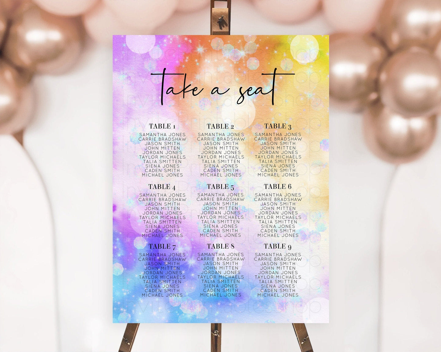 Rainbow Seating Chart Pastel Seating Chart Iridescent Sprinkles Colorful Pastel Watercolor Seating Sign Ombre Pastel Take A Seat D10690