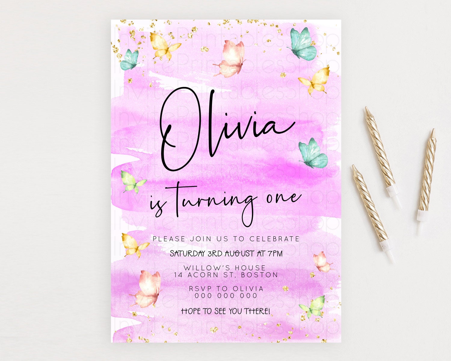 Editable Pastel Butterfly Birthday Invitation Butterfly Birthday Invitation