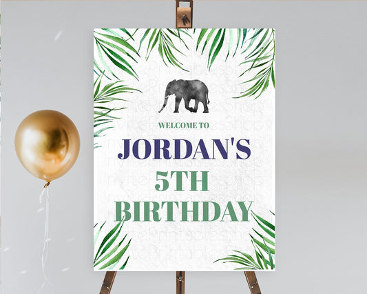 Elephant Welcome Sign Elephant Welcome Board Elephant Party Welcome Poster Safari Party Decor Elephant First Birthday Welcome Sign D10842