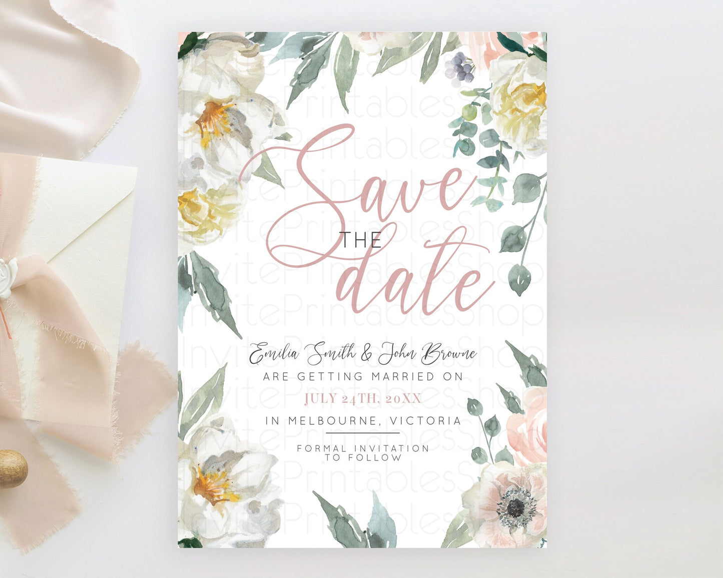 Wildflower Save The Date Template Secret Garden Save The Date Pastel Floral Garden Party Boho Flowers Birthday Baby Shower Wedding D10121