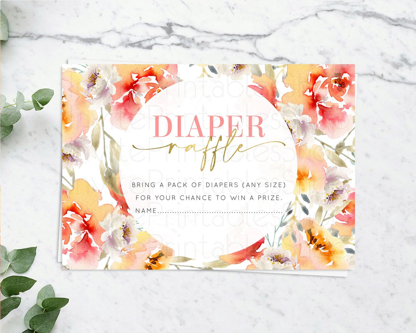 Secret Garden Diaper Raffle Card Boho Wildflower Diaper Raffle Insert Pastel Flower Garden Baby Shower Card Flower Raffle Game D10280