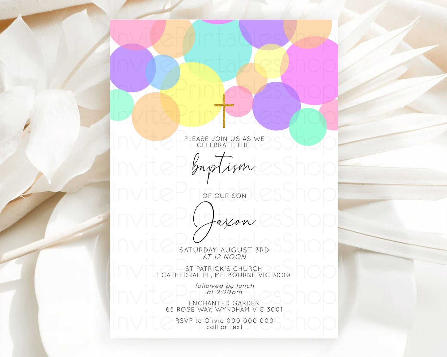 Pastel Baptism Invitation Pastel Confetti Baptism 1st Birthday Invitation Colorful Rainbow Confetti Bubbles Christening Invitation D10888