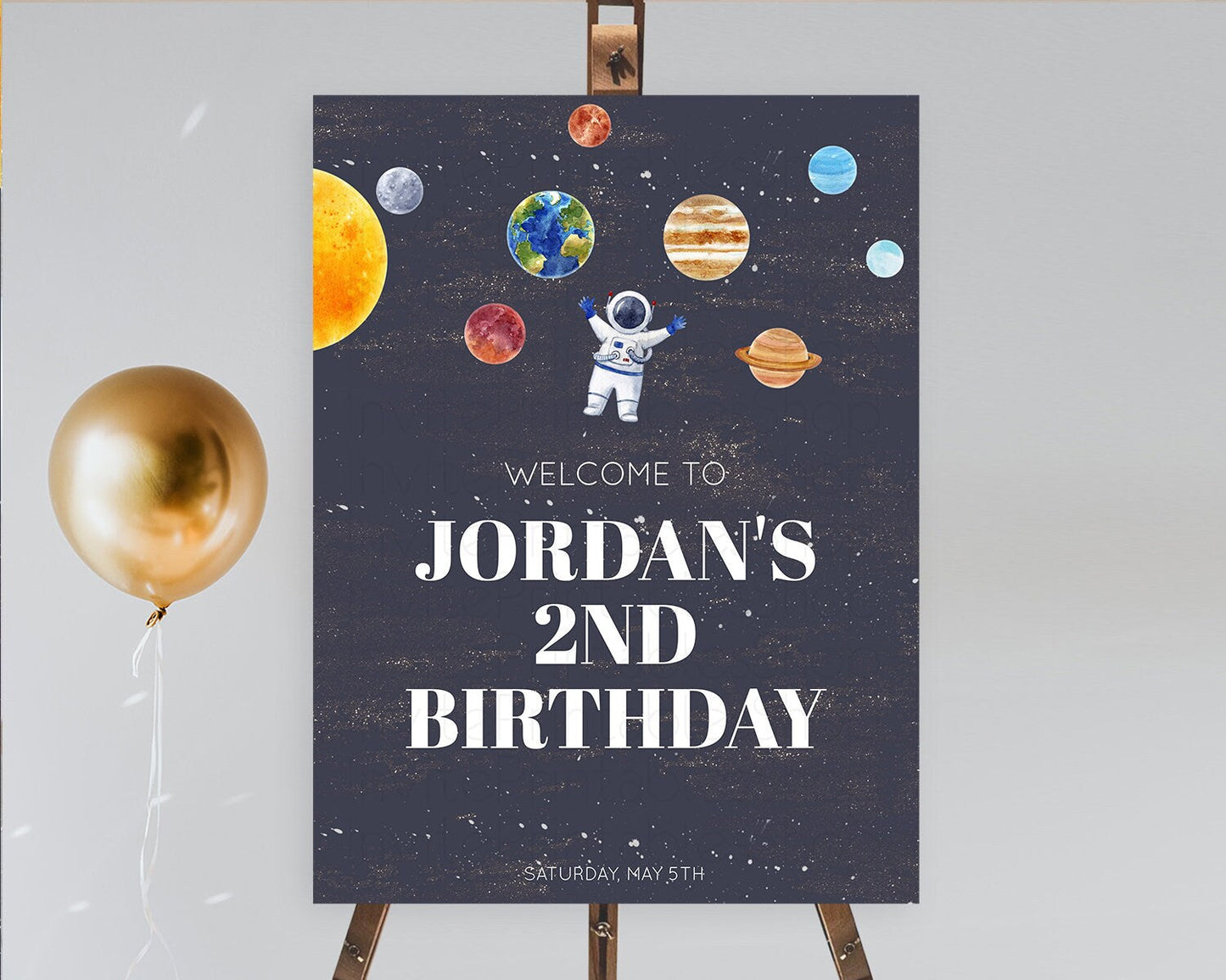 Space Birthday Welcome Sign Space Welcome Board First Trip Around the Sun Welcome Poster Planets Solar System ONE year Birthday Sign D10144
