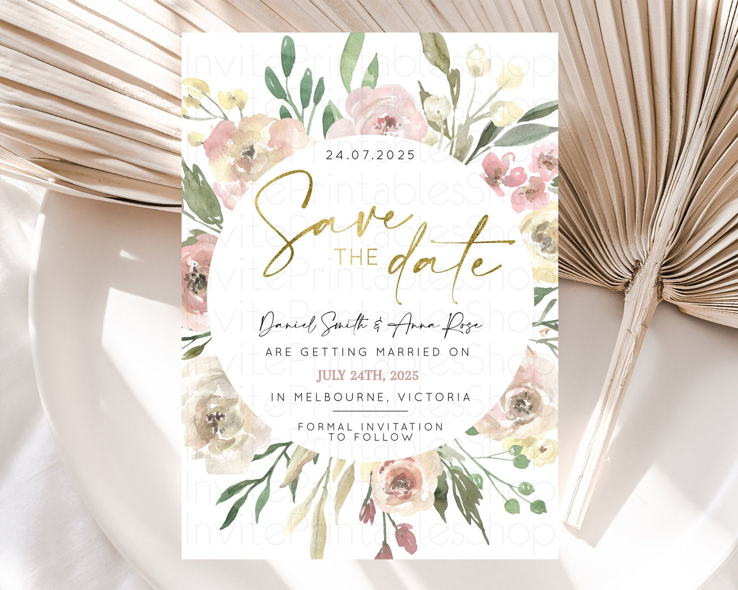 Wildflower Save The Date Template Secret Garden Save The Date Pastel Floral Garden Party Boho Flowers Birthday Baby Shower Wedding D10202