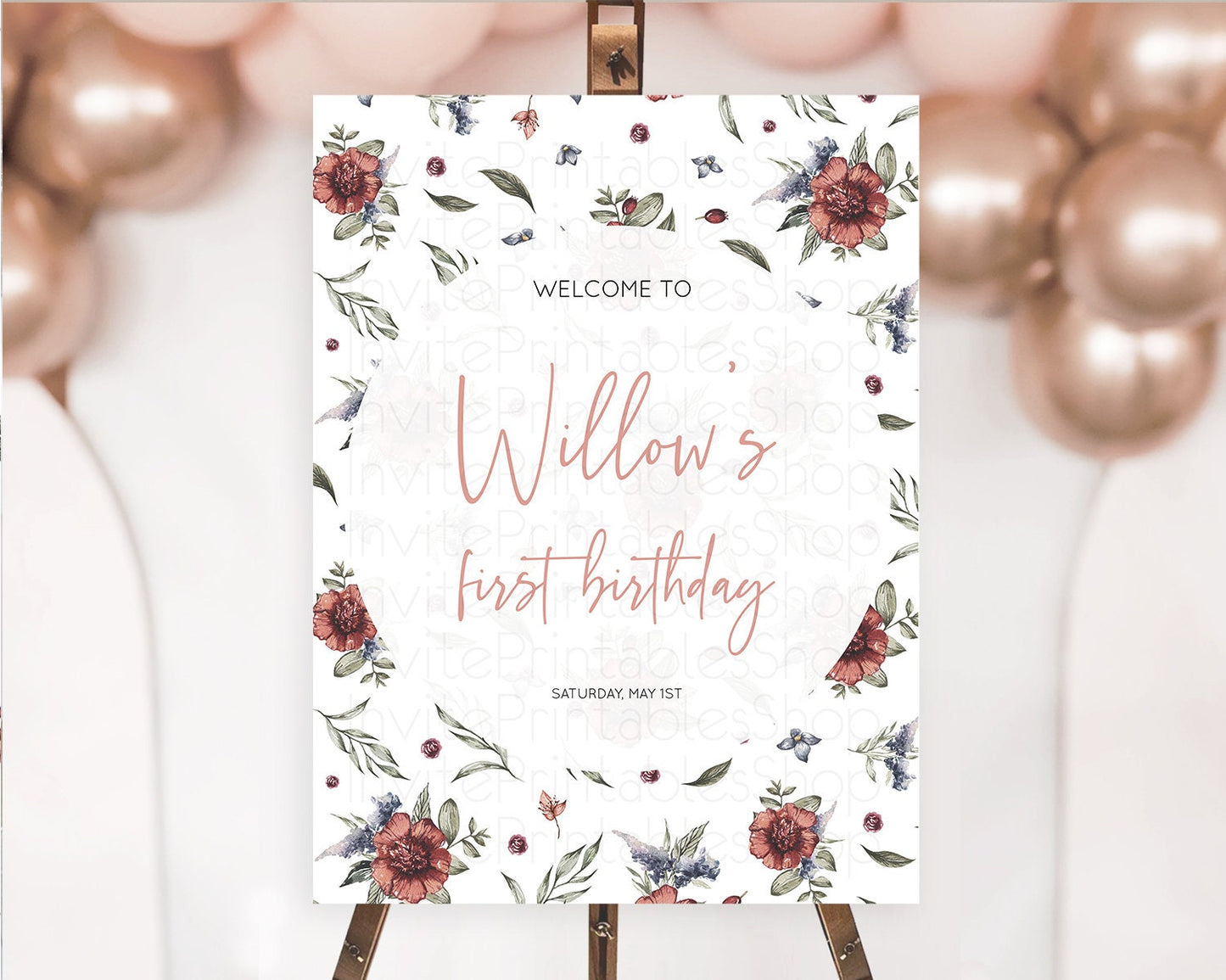 Secret Garden Welcome Sign Wildflower Welcome Board Pastel Flower Garden Welcome Poster Boho Wildflower First Birthday Welcome Sign D10503