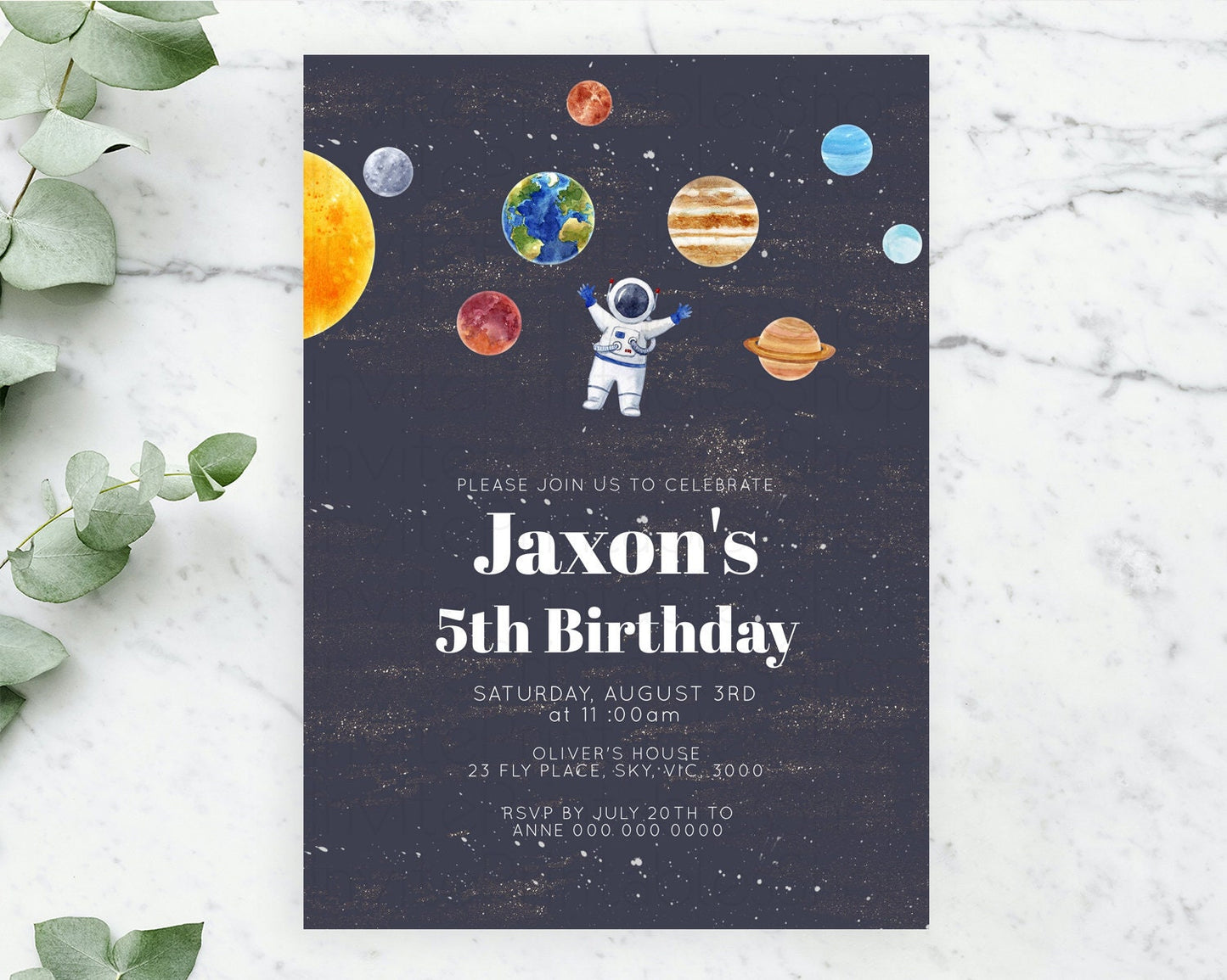 Space Birthday Invitation Space 1st Birthday Invites First Trip Around the Sun Invite Sky Stars Planets Milkyway Solar System Invite D10144