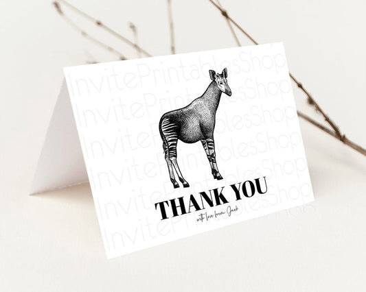 Editable Okapi Thank You Okapi Thank You Card Okapi Party Cards Birthday Tha
