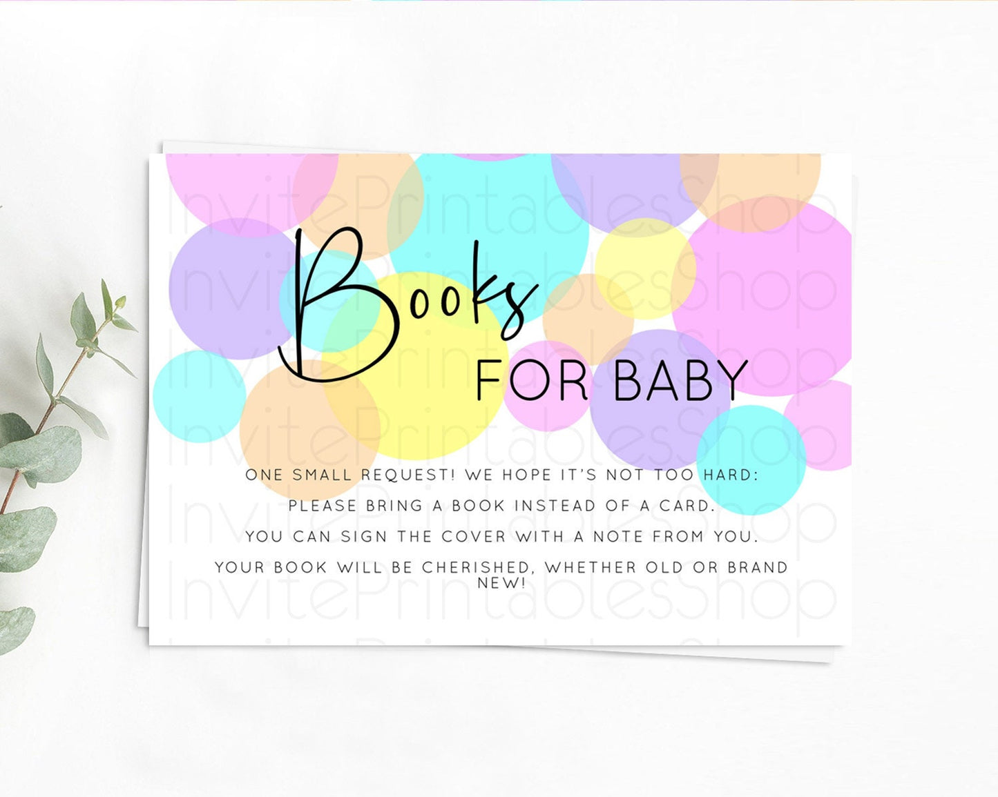 Rainbow Books For Baby Card Pastel Sprinkles Book Insert Pastel Rainbow Confetti Book Card Colorful Bubbles Pastel Book Poem Request D10406