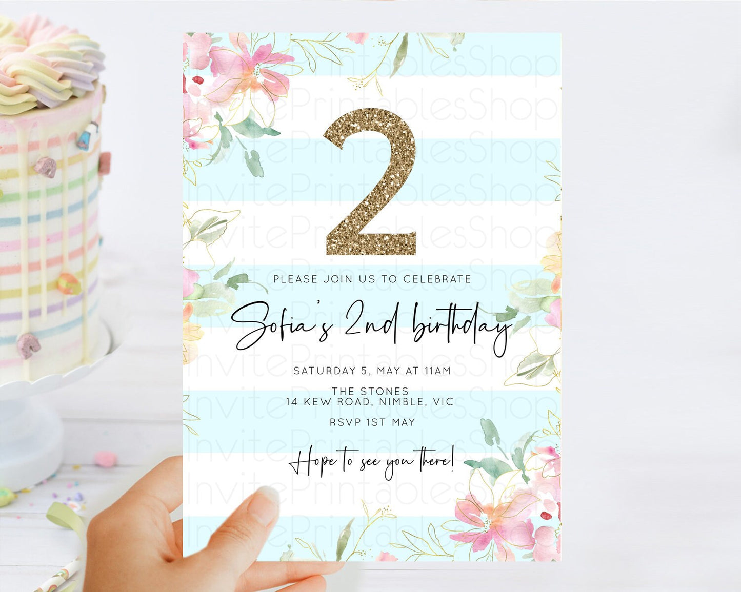 Secret Garden Invitation Wildflower Birthday Invitation Pastel Flowers Invite Enchanted Garden Boho Floral 3rd 2nd First Birthday D10303