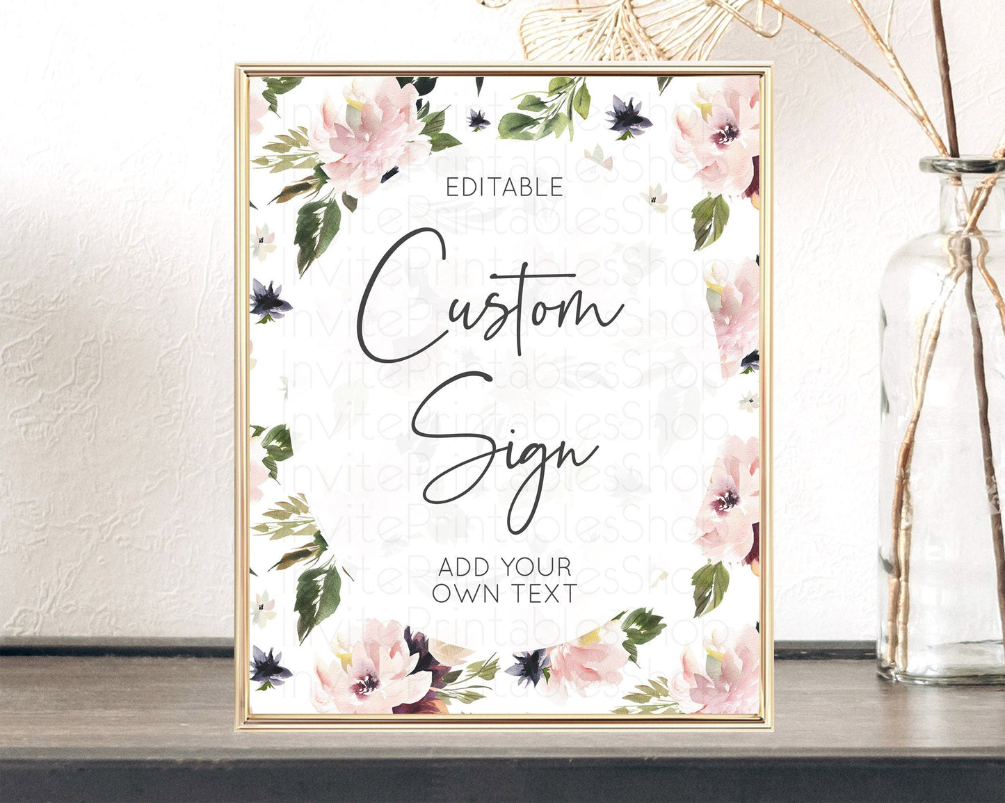 Wildflower Floral Table Sign Decor Secret Garden Sign Template Pastel Floral Garden Party Boho Flowers Birthday Baby Shower Wedding D10538