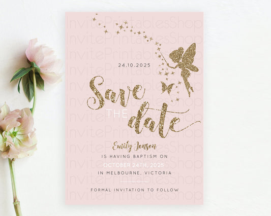 Editable Fairy Save The Date Template Enchanted Garden Pastel Floral Butterf