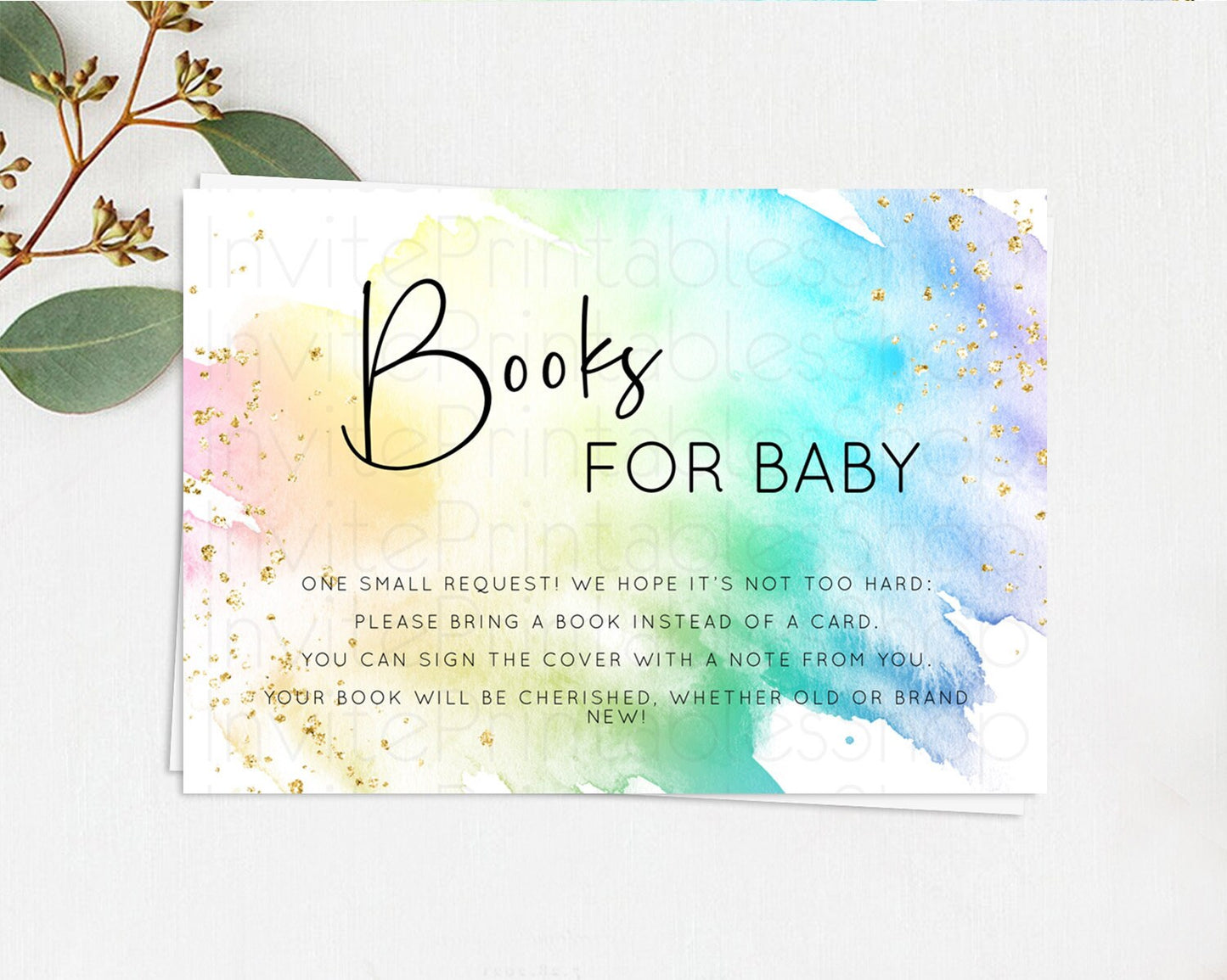 Pastel Books For Baby Card Pastel Rainbow Book Insert Colorful Ombre Watercolor Book Card Confetti Glitter Baby Book Poem Request D10279