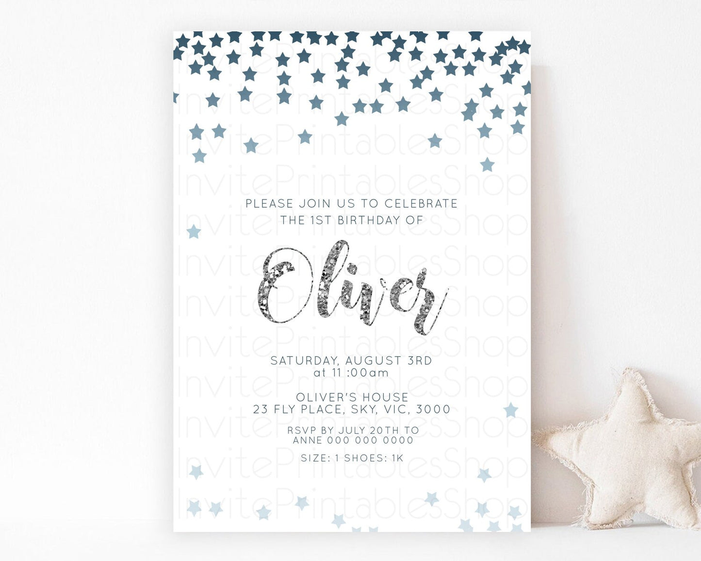 Star Birthday Invitation Pastel Stars Invite Shooting Star Party Rainbow Colorful Confetti Twinkle Little Star 2nd First Birthday D10330