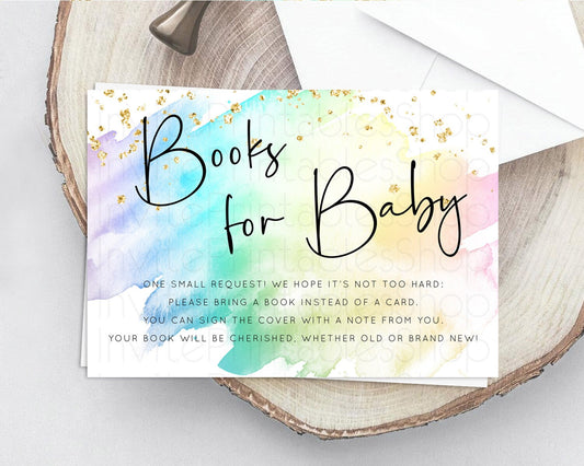 Pastel Books For Baby Card Pastel Rainbow Book Insert Colorful Ombre Watercolor Book Card Confetti Glitter Baby Book Poem Request D10279