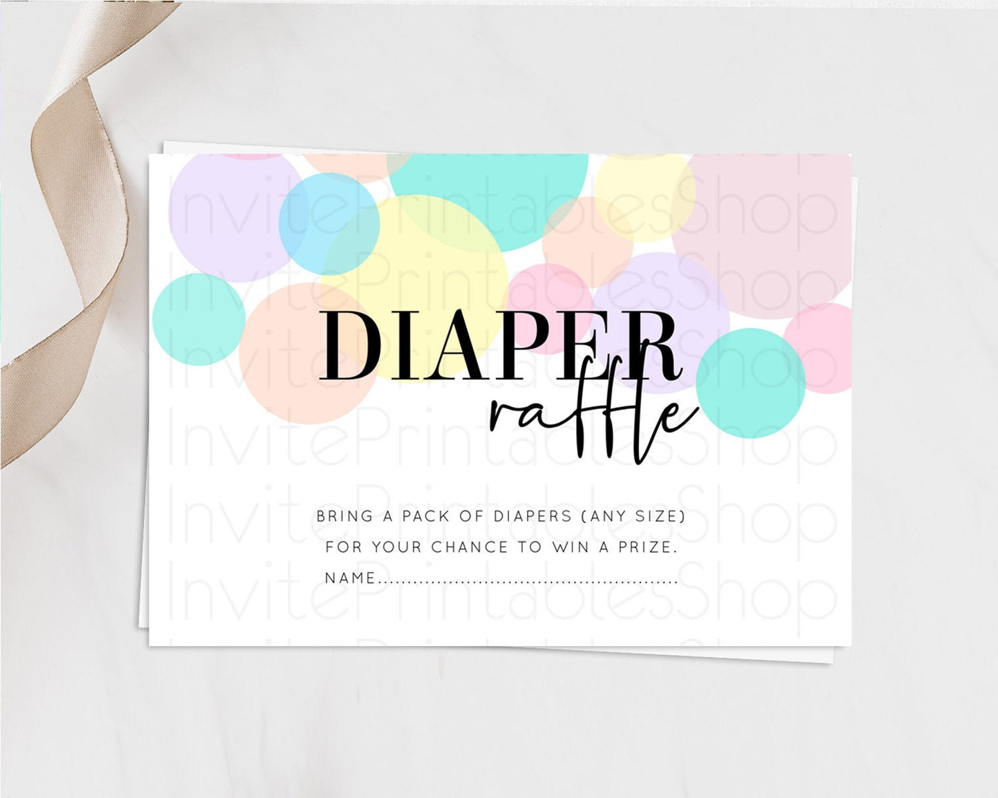 Pastel Diaper Raffle Card Pastel Rainbow Diaper Raffle Insert Colorful Ombre Watercolor Diaper Ticket Confetti Glitter Raffle Game D10223