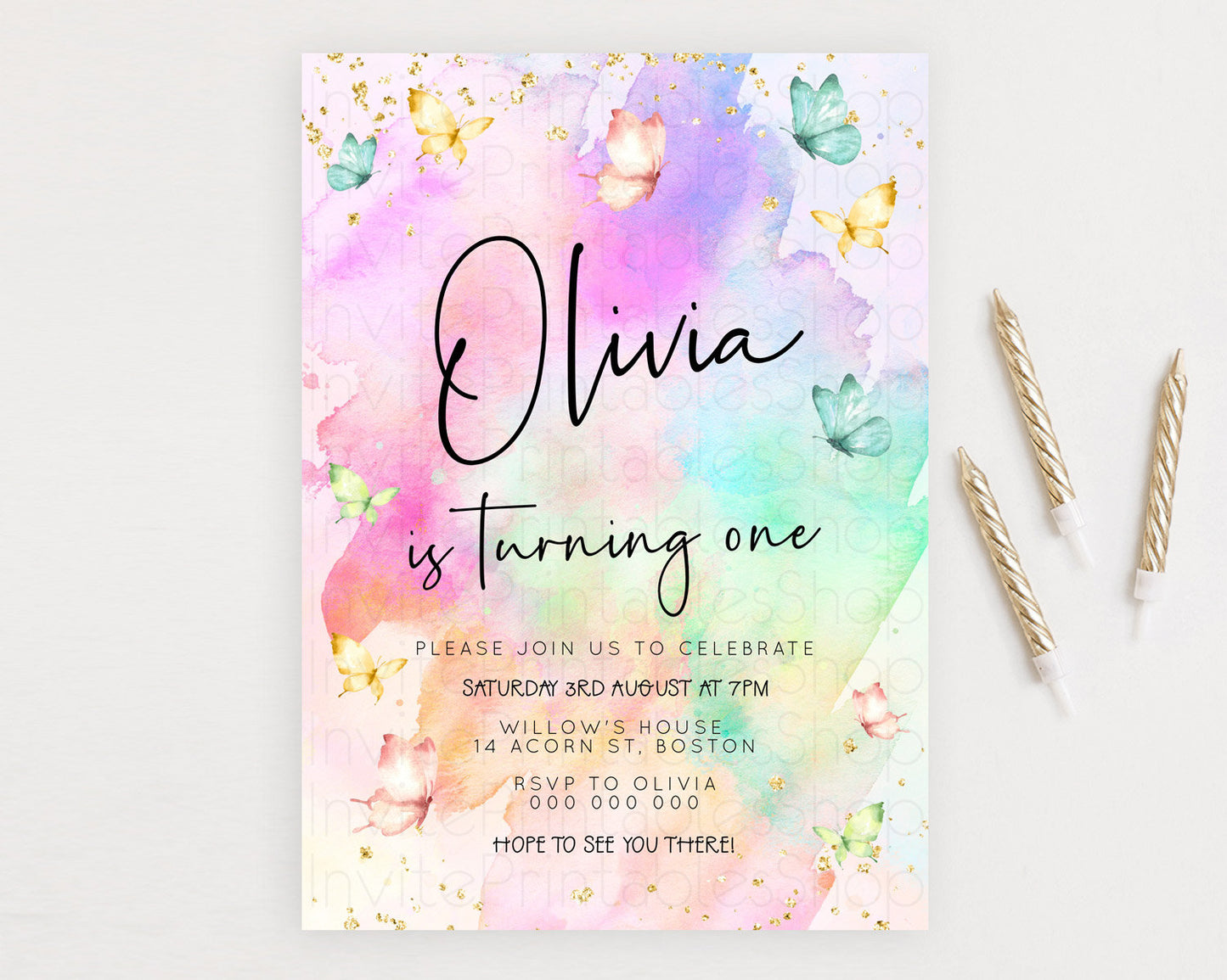 Editable Pastel Butterfly Birthday Invitation Butterfly Birthday Invitation