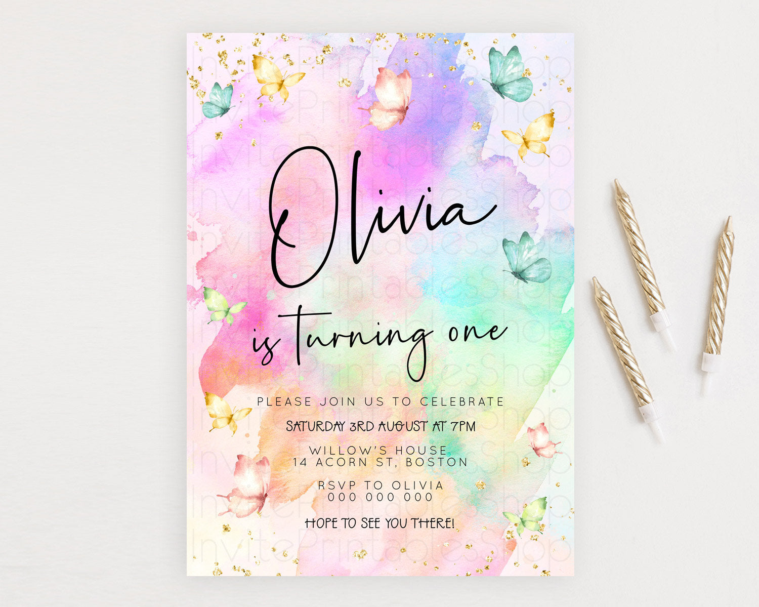 Editable Pastel Butterfly Birthday Invitation Butterfly Birthday Invitation