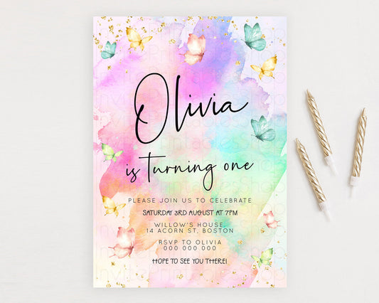 Editable Pastel Butterfly Birthday Invitation Butterfly Birthday Invitation