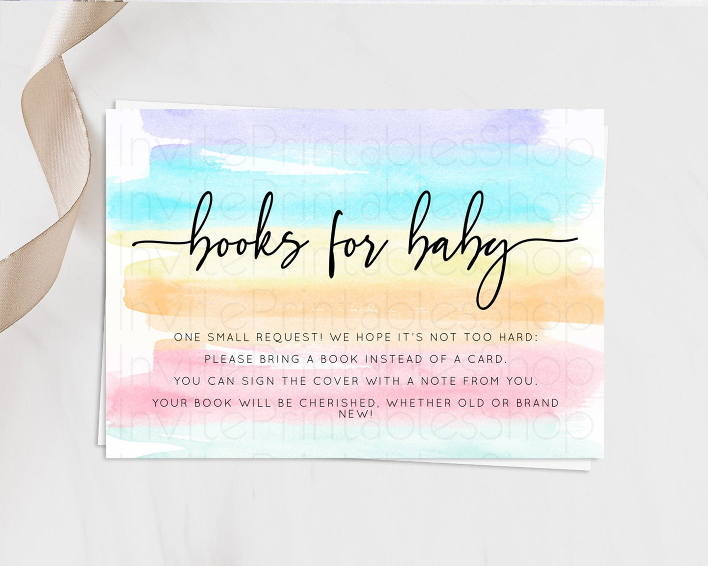 Pastel Books For Baby Card Pastel Rainbow Book Insert Colorful Ombre Watercolor Book Card Confetti Glitter Baby Book Poem Request D10505