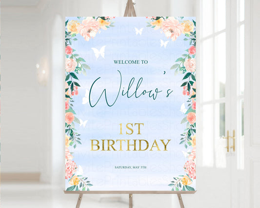 Editable Floral Welcome Sign Pastel Floral Welcome Sign Enchanted Garden Sig