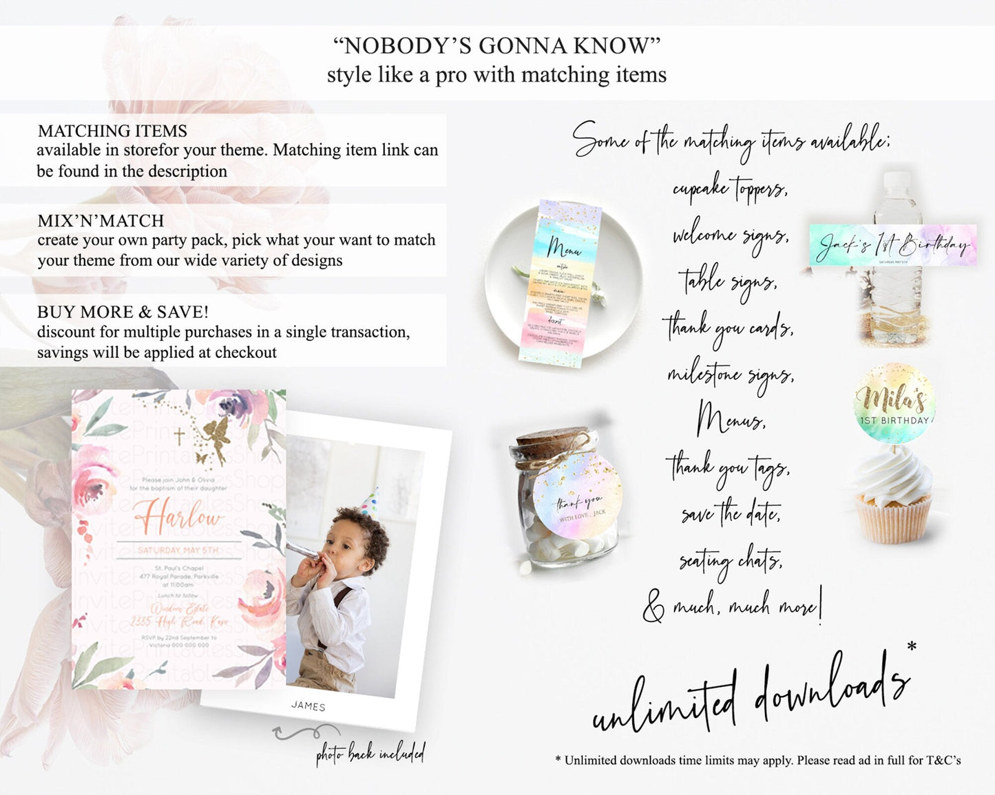 Fairy Baptism Invitation Fairy Baptism 1st Birthday Invitation Enchanted Secret Garden Christening Invite Pastel Floral Butterfly D10197