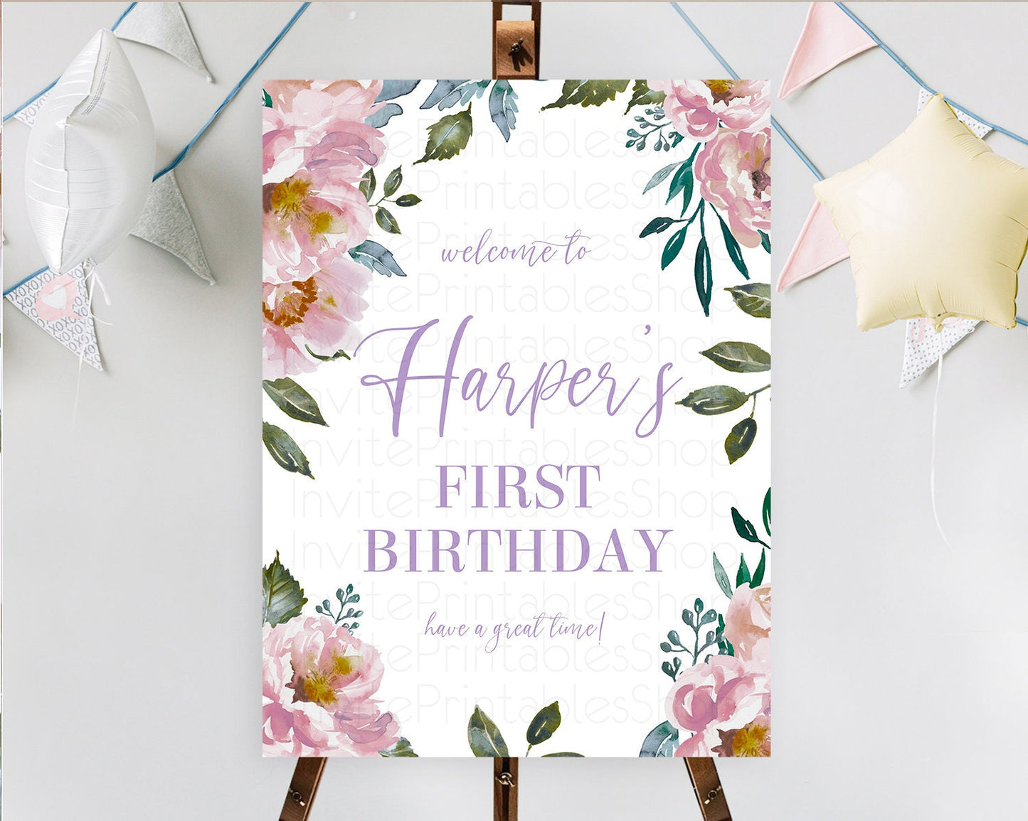 Secret Garden Welcome Sign Wildflower Welcome Board Pastel Flower Garden Welcome Poster Boho Wildflower First Birthday Welcome Sign D10729