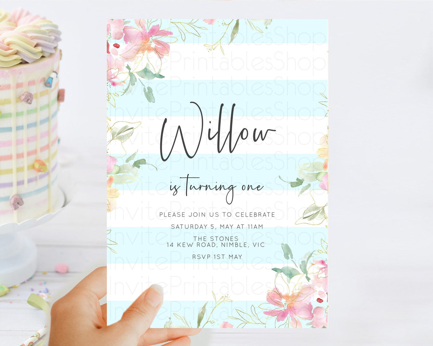 Secret Garden Invitation Wildflower Birthday Invitation Pastel Flowers Invite Enchanted Garden Boho Floral 3rd 2nd First Birthday D10303