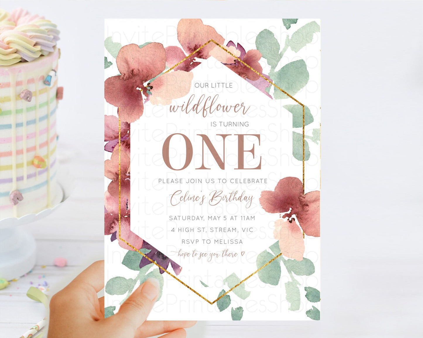 Secret Garden Invitation Wildflower Birthday Invitation Pastel Flowers Invite Enchanted Garden Boho Floral 3rd 2nd First Birthday D10964