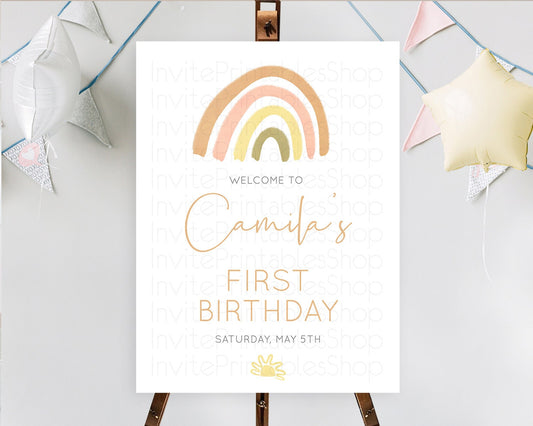 Editable Pastel Rainbow Welcome Sign Boho Rainbow Welcome Board Rainbow Welc