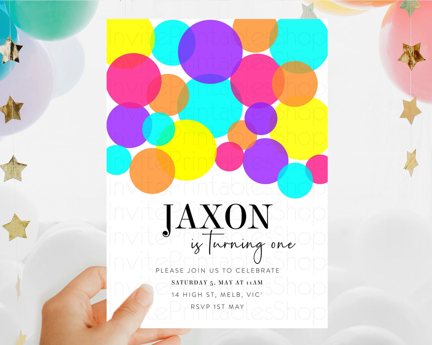 Pastel Birthday Invitation Pastel Confetti Birthday Invitation Bubbles Invitation Colorful Rainbow Confetti 2nd 1st First Birthday D11022