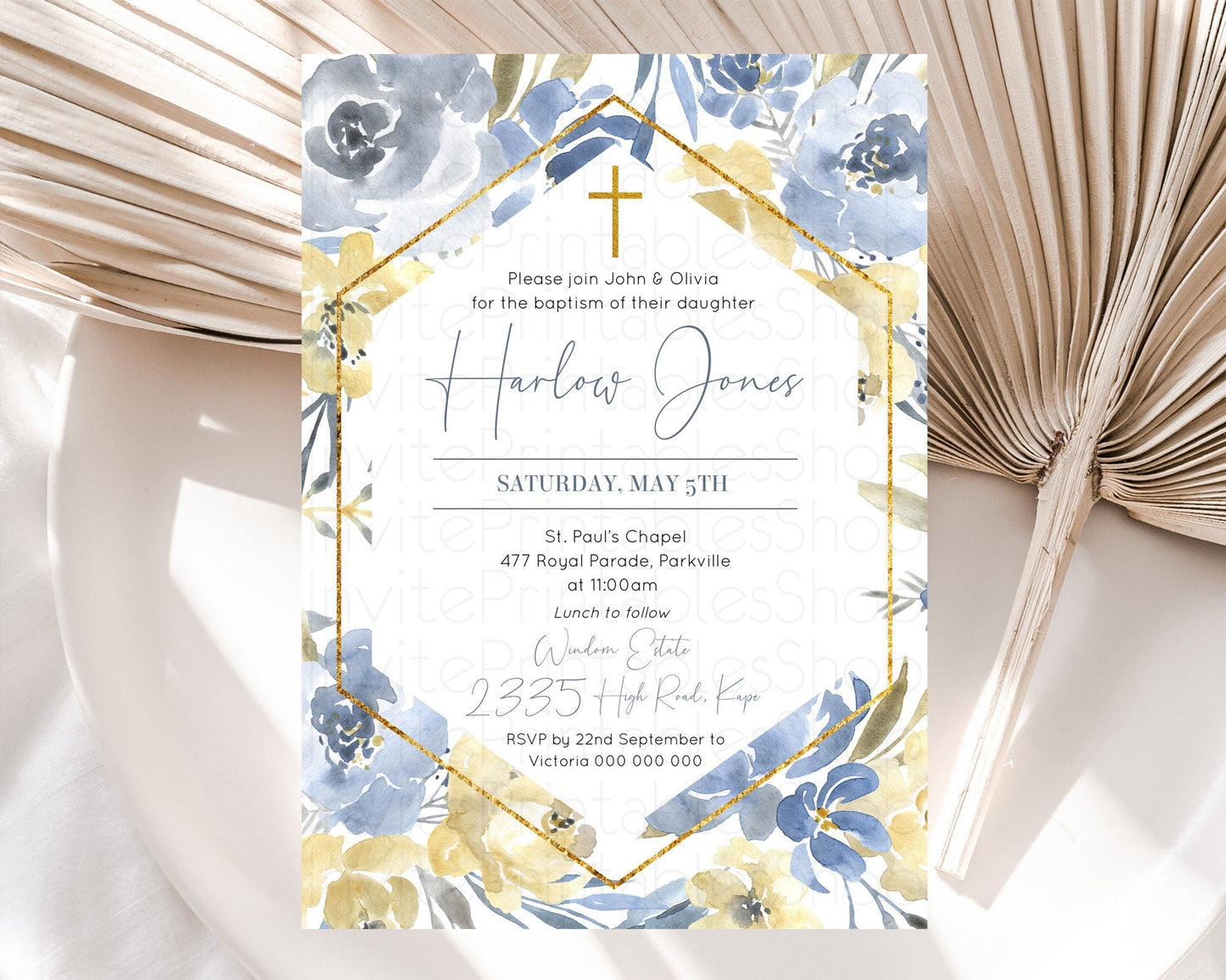 Secret Garden Baptism Invitation Wildflower Baptism Birthday Invite Pastel Flowers Christening Invite Enchanted Garden Boho Floral D10782