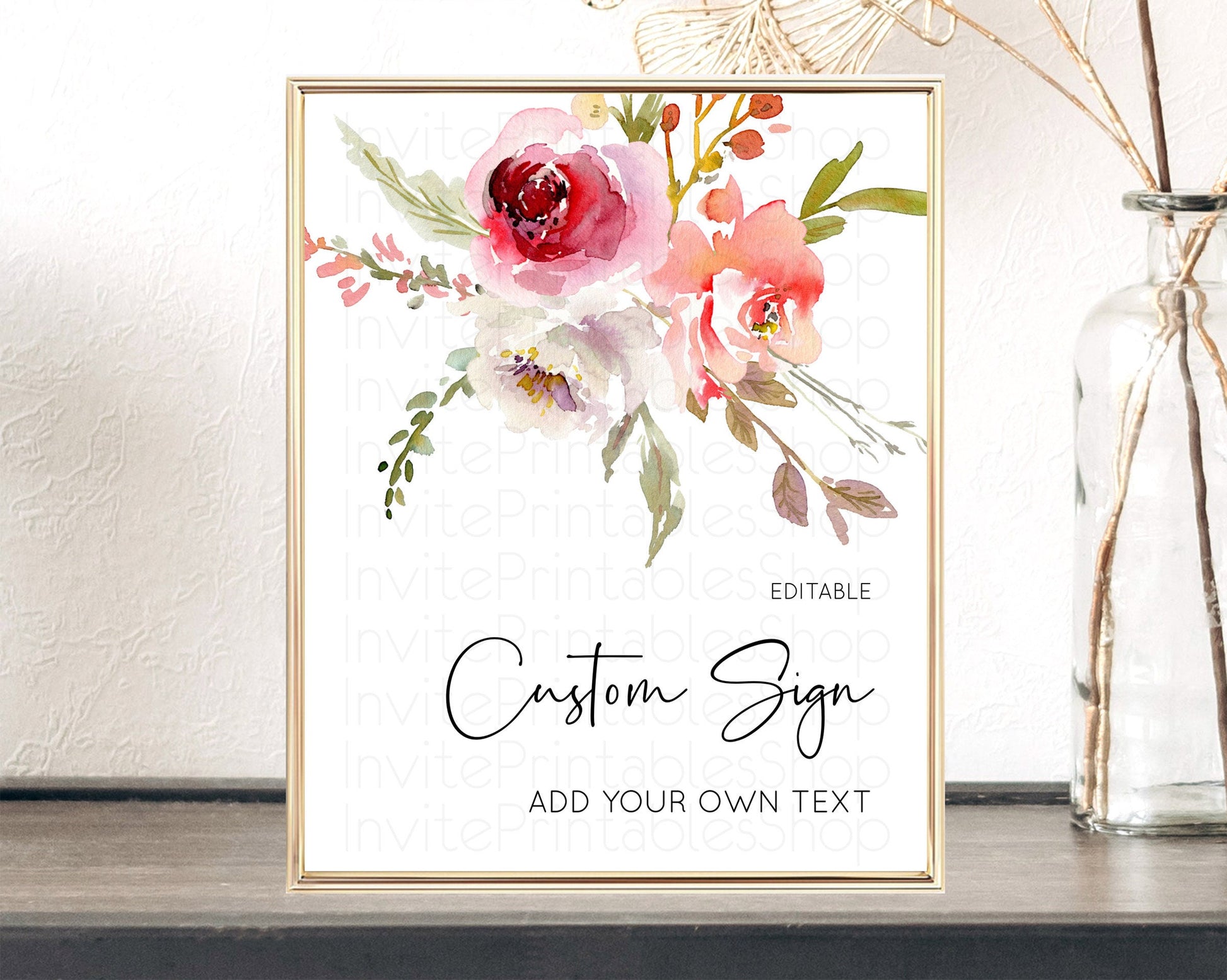 Editable Wildflower Floral Table Sign Decor Secret Garden Sign Template Past