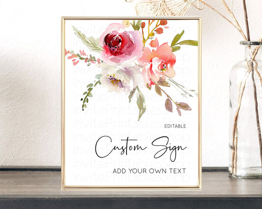 Editable Wildflower Floral Table Sign Decor Secret Garden Sign Template Past