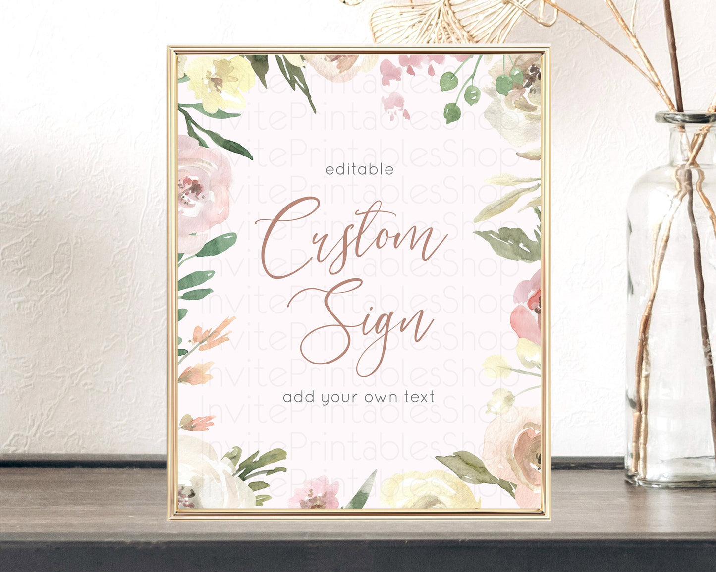 Editable Wildflower Floral Table Sign Decor Secret Garden Sign Template Past