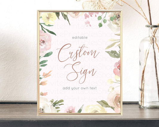 Editable Wildflower Floral Table Sign Decor Secret Garden Sign Template Past