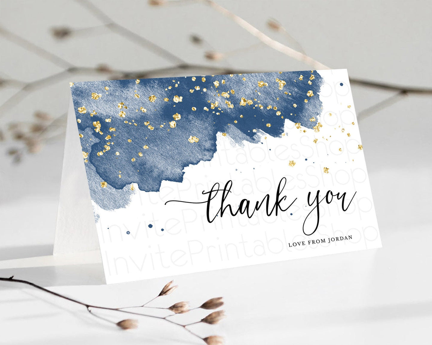 Blue Thank You Blue Watercolor Thank You Card Pastel Blue Card Template Watercolor Splash Cards Teacher Thank You Cards Tem[plate D10312